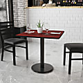 Flash Furniture Laminate Square Table Top With Round Table-Height Base, 31-1/8"H x 30"W x 30"D, Mahogany/Black 1 thumbnail image