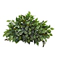 Nearly Natural Mixed Ficus and Fittonia Ledge 13”H Artificial Plant, 13”H x 20”W x 8”D, Green/Green