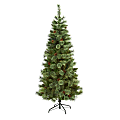 Nearly Natural White Mountain Pine 72”H Artificial Christmas Tree With Bendable Branches, 72”H x 24”W x 24”D, Green