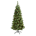 Nearly Natural White Mountain Pine 72”H Artificial Christmas Tree With Bendable Branches, 72”H x 24”W x 24”D, Green 1 thumbnail image