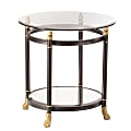 SEI Furniture Allesandro End Table, Round, Clear/Dark Gray/Gold