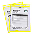 C-Line Stitched Shop Ticket Holders, 12”L x 9”W x 1/4”H, Neon Yellow/Clear, Box Of 15 Holders 1 thumbnail image