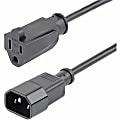 StarTech.com 1ft (0.3m) Power Extension Cord, IEC C14 to NEMA 5-15R, 10A 125V, 18AWG, Black, Outlet Extension Cable for Network Equipment 1 thumbnail image