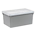 Iris® Plastic Letter-Sized Split Lid File Box, 44 Quart, 24”L x 20-1/16”W x 16-3/16”H, Gray