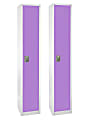 Alpine 1-Tier Steel Lockers, 72”H x 12”W x 12”D, Purple, Set Of 2 Lockers