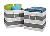 Orbit Storage Bins, 12" x 12" x 12", Gray/White Stripe, Set Of 2