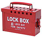 Lock Box, 6 in H x 9 in L x 3.5 in W, Red