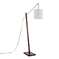 LumiSource Arturo Floor Lamp, 60"H, White Shade/Walnut Base