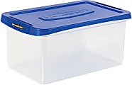 Bankers Box® Heavy-Duty Plastic Storage Bin, Extra Deep 20" Letter-size, 10-3/8" x 14-1/4", TAA Compliant, Clear/Blue, Pack of 1
