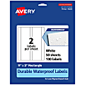 Avery® Waterproof Permanent Labels, 94265-WMF50, Rectangle, 11" x 3", White, Pack Of 100