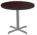 National Public Seating Round Café Table, X-Base, 30"H x 36"W x 36"D, Mahogany/Gray