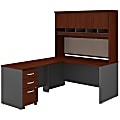 Bush Business Furniture 60"W L-Shaped Corner Desk With Hutch And Mobile File Cabinet, Hansen Cherry/Graphite Gray, Standard Delivery