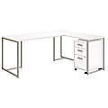 kathy ireland® Office by Bush Business Furniture Method 72"W L Shaped Desk with 30"W Return and Mobile File Cabinet, White, Premium Installation