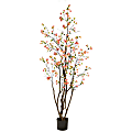 Nearly Natural Cherry Blossom 78”H Artificial Tree With Planter, 78”H x 18”W x 18”D, Pink/Black