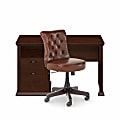 Bush Business Furniture Yorktown 50"W Home Office Computer Desk And Chair Set, Antique Cherry, Standard Delivery