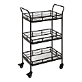 Kate and Laurel Ketia Glam 3-Tier Metal Bar Cart, 35"H x 23"W x 13"D, Black 1 thumbnail image