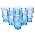 Martha Stewart Hobnail Handmade Glass Tumbler Set, 14.3 Oz, Blue, Set Of 6 Pieces