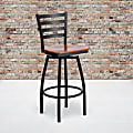 Flash Furniture Metal/Wood Swivel Barstool With Ladder Back, Cherry/Black