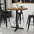 Flash Furniture Laminate Round Table Top With Bar-Height Base And Foot Ring, 43-1/8"H x 42"W x 42"D, Walnut/Black