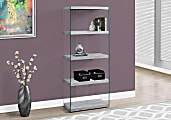 Monarch Specialties Open-Concept 60"H 5-Shelf Bookcase, Gray Cement-Look