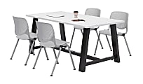 KFI Studios Midtown Table With 4 Stacking Chairs, Designer White/Light Gray