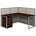 Bush Business Furniture Easy Office 60W L-Desk Open Office With 3-Drawer Mobile Pedestal,Mocha Cherry, Standard Delivery 1 thumbnail image