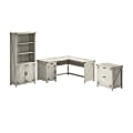 Bush Furniture Knoxville 60"W L Shaped Desk with Lateral File Cabinet and 5 Shelf Bookcase, Cottage White, Standard Delivery 1 thumbnail image