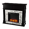 SEI Furniture Petradale Electric Fireplace, 41-1/4”H x 46”W x 15-3/4”D, Black/White Marble