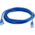 C2G 1ft Cat5e Snagless Unshielded (UTP) Slim Network Patch Cable - Blue - Slim Category 5e for Network Device - RJ-45 Male - RJ-45 Male - 1ft - Blue