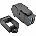 Tripp Lite USB 3.0 Keystone Panel Mount Coupler Angled F/F All in One Black, U325000KPABK 1 thumbnail image