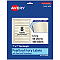 Avery® Pearlized Permanent Labels With Sure Feed®, 94225-PIP50, Rectangle, 1" x 7", Ivory, Pack Of 400 Labels 1 thumbnail image