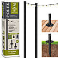 Global Outdoor String Light Poles With 50-Light 50’ LED Plug-In Globe Bulb String Lights, 10’, Black, Pack Of 2 Light Poles 1 thumbnail image