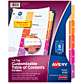 Avery® Ready Index® 1-5 Tab Binder Dividers With Customizable Table Of Contents, 8-1/2" x 11", 5 Tab, White/Multicolor, 1 Set