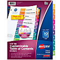 Avery® Ready Index® 1-10 Tab Binder Dividers With Customizable Table Of Contents, 8-1/2" x 11", 10 Tab, White/Multicolor, 1 Set 1 thumbnail image