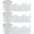 Teacher Created Resources Scalloped Border Trim, White, 50' Per Roll, Pack Of 3 Rolls