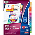 Avery® Ready Index® 1-15 Tab Binder Dividers With Customizable Table Of Contents, 8-1/2" x 11", 15 Tab, White/Multicolor, 1 Set 1 thumbnail image