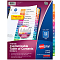 Avery® Ready Index® 1-15 Tab Binder Dividers With Customizable Table Of Contents, 8-1/2" x 11", 15 Tab, White/Multicolor, 1 Set 1 thumbnail image