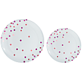 Amscan Round Hot-Stamped Plastic Plates, Pink, Pack Of 20 Plates
