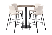 KFI Studios Proof Bistro Round Pedestal Table With Imme Barstools, 4 Barstools, Studio Teak/Black/Moonbeam Stools, 840031940056 1 thumbnail image
