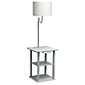 Simple Designs 2-Tier End Table Floor Lamp, 57"H, White Shade/Gray Base