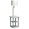Simple Designs 2-Tier End Table Floor Lamp, 57"H, White Shade/Gray Base 1 thumbnail image
