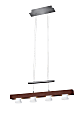 Adesso® Burlington Hanging Adjustable Pendant Lamp, 4-Light, 24"W, Frosted Shade/Walnut Base