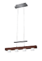 Adesso® Burlington Hanging Adjustable Pendant Lamp, 4-Light, 24"W, Frosted Shade/Walnut Base 1 thumbnail image