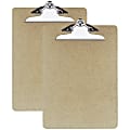 OIC® 100% Recycled Hardboard Clipboards, Letter Size, 9" x 12 1/2", Brown, Pack Of 2