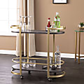 SEI Furniture Otsento Rolling Bar Cart, 29-1/4”H x 32”W x 16-1/4”D, Ebony/Gold