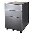 Aurora 24"D Vertical 3-Drawer Mobile File Cabinet, Metallic Charcoal