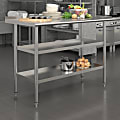 Flash Furniture Stainless Steel Work Table, 36”H x 48”W x 24”D, Silver