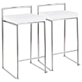 LumiSource Fuji Stacker Counter Stools, White Seat/Stainless-Steel Frame, Set Of 2 Stools 1 thumbnail image