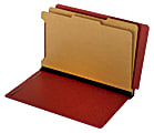 Pendaflex® Pressboard End-Tab Classification Folders, 2 1/2" Expansion, Legal Size, Red, Box Of 10 Folders