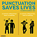 2024 Willow Creek Press Humor & Comics Monthly Wall Calendar, 12" x 12", Punctuation Saves Lives, January To December